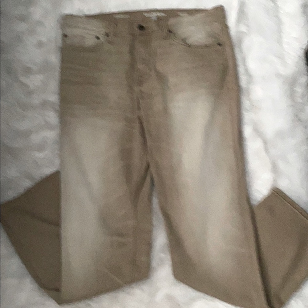 Tan distressed slim fit jeans by Goodfellow & Co